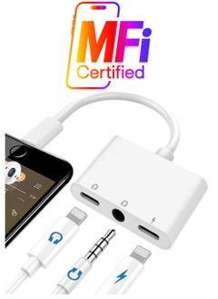 3 in 1 Lightning to 3.5mm Jack Headphone Adapter Earphone Jack Audio and Charging Adapter Headphone Splitter Compatible for iPhone 14 13 12 11 SE XS XR X 8 7 and iPad