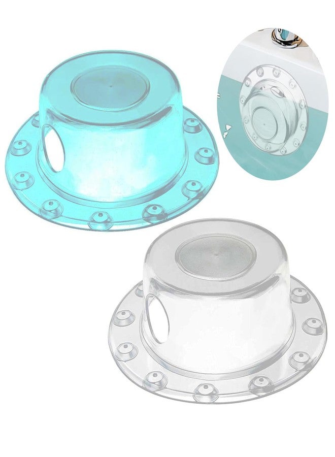 LINYUEARUI 2 Pack Bathtub Stoppers Overflow Drain Covers, Bathtub Tray Plugs, add Extra Water to The Bathtub Heater Bathroom (Transparent+Blue) - Image 1