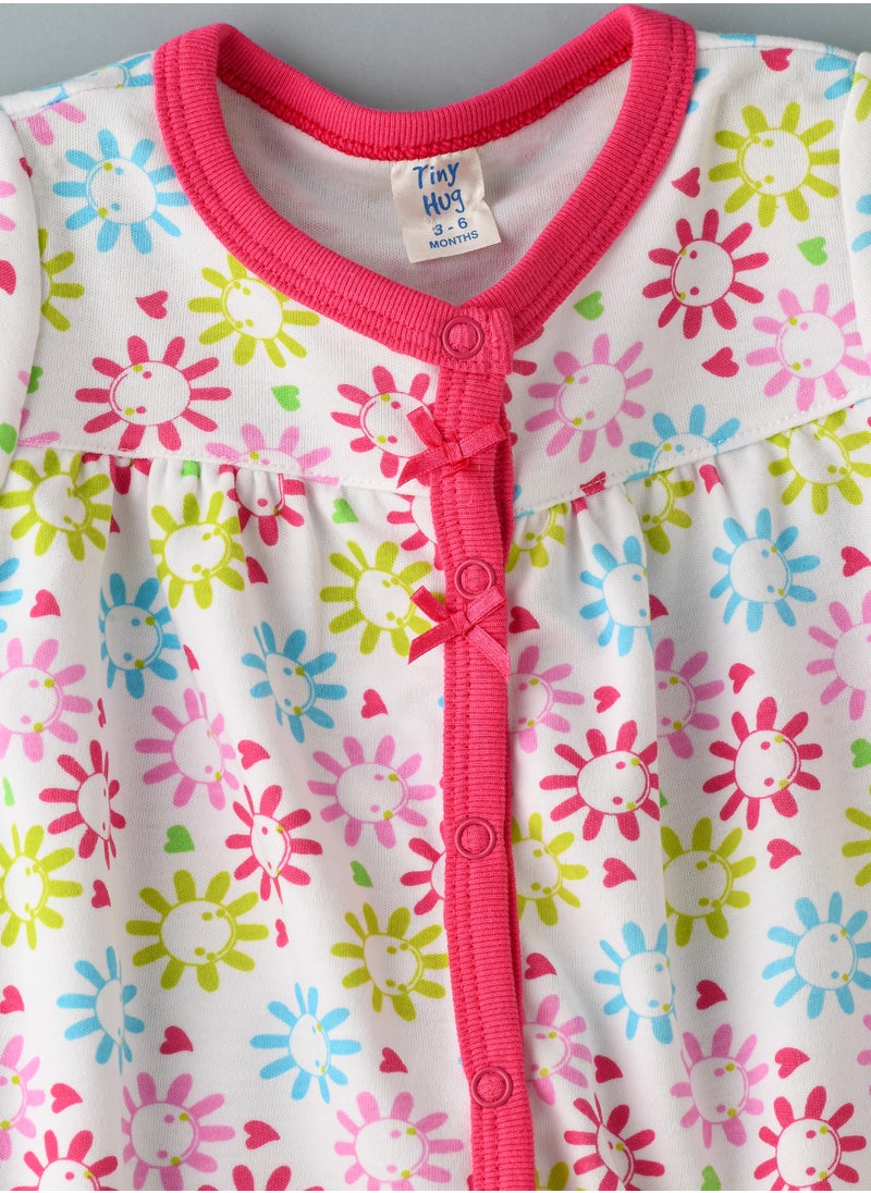 Tiny Hug Girls' Floral Print Short Sleeve Onesie  - Image 3