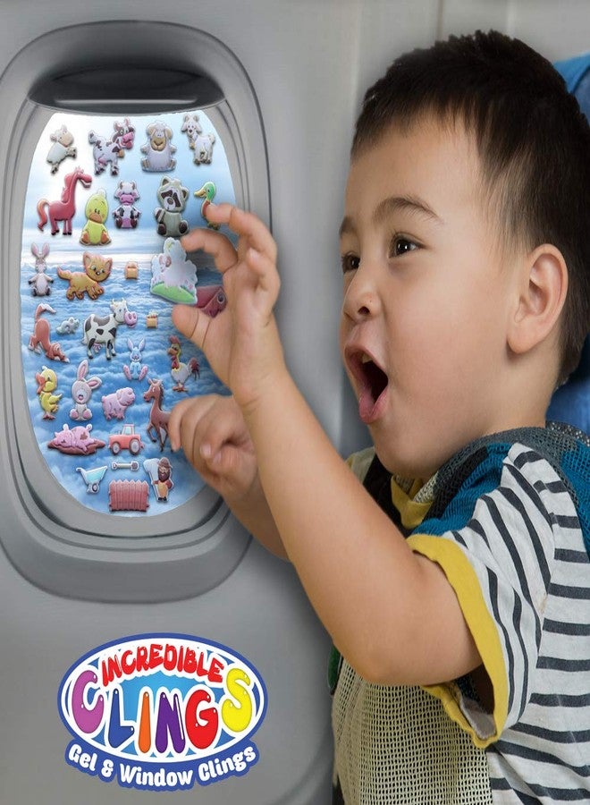 JesPlay Funny Farm Animals Window Clings for Kids & Toddlers (by Jesplay USA - Reusable Window Stickers Gels & Decals) Puffy Sticker Activites for Car Plane Home- Horse, Cow, Farmer, Farm House Animals - Image 2