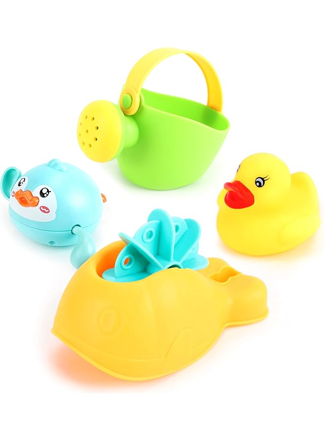 The Moon brand Baby Bath Toys Mini Floating Duck With Accessories Soft Bathtub Beach & Pool Toys Bright Colors And Stimulating Textures Gifts And Party Favors For Kids Duck And Motor Set - Image 1