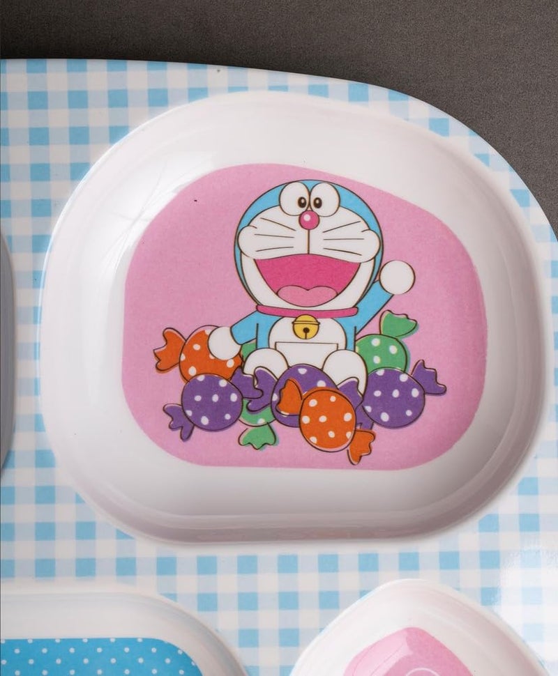 Superware Melamine Kids Partition Dinner Plate Set with Spoon Doraemon Character Design Sweet Food Toddler Dining Dishware Pack of Two - Image 3