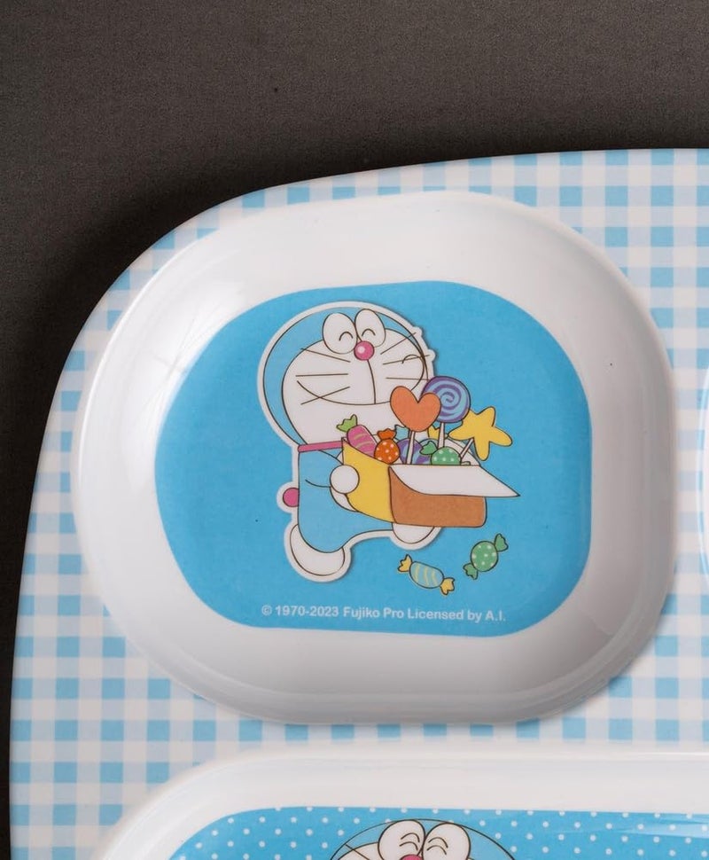 Superware Melamine Kids Partition Dinner Plate Set with Spoon Doraemon Character Design Sweet Food Toddler Dining Dishware Pack of Two - Image 4