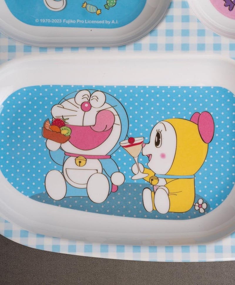 Superware Melamine Kids Partition Dinner Plate Set with Spoon Doraemon Character Design Sweet Food Toddler Dining Dishware Pack of Two - Image 2