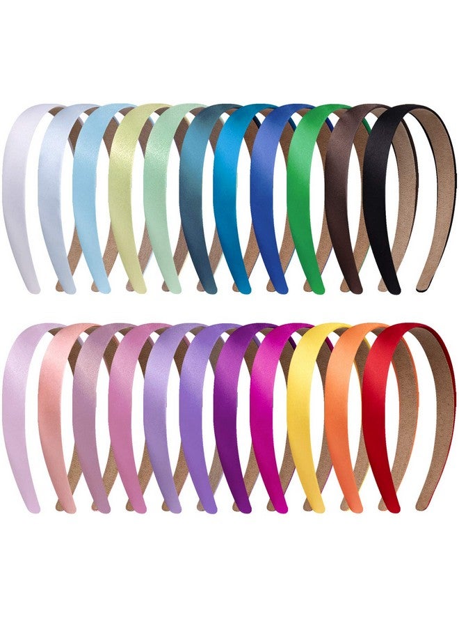 Duufin 22 Pieces Satin Headbands 2Cm Plain Headband Nonslip Hair Headband Colorful Diy Headbands For Women And Girls 22 Colors - Image 1