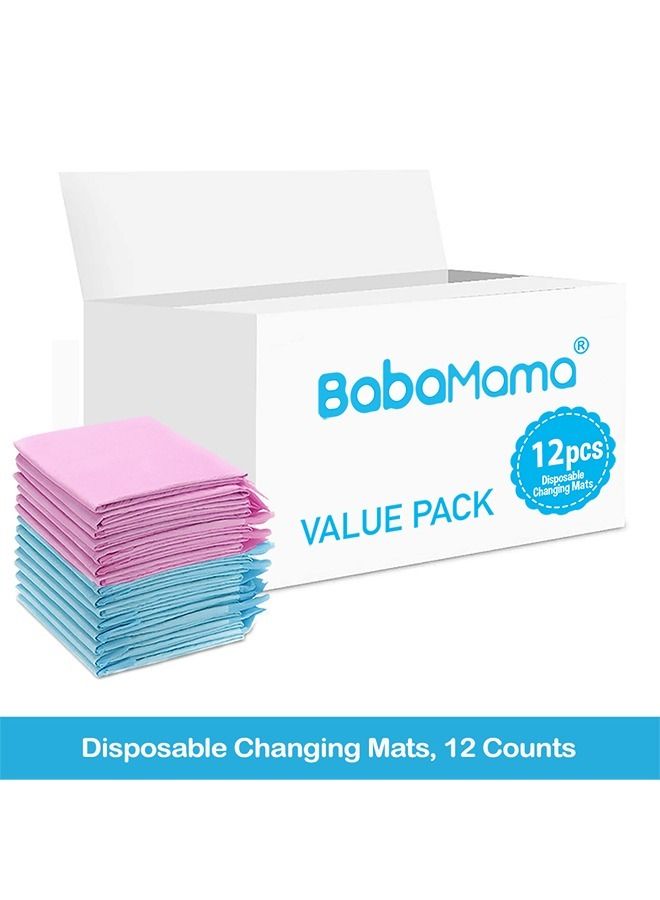 Babamama Disposable Changing Mats, 12 Counts, Soft Waterproof Mat, Portable Leak Proof Changing Mat, New Mom Leak-Proof Under pad, Mattress Table Protector Pad - Image 2