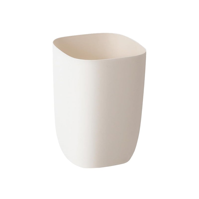 mingol Bathroom Trash Can, Small Garbage Can for Bedroom, Living Room, Kitchen, Slim Cute Plastic Waste Basket for Office, 7L, Ivory White - Image 1