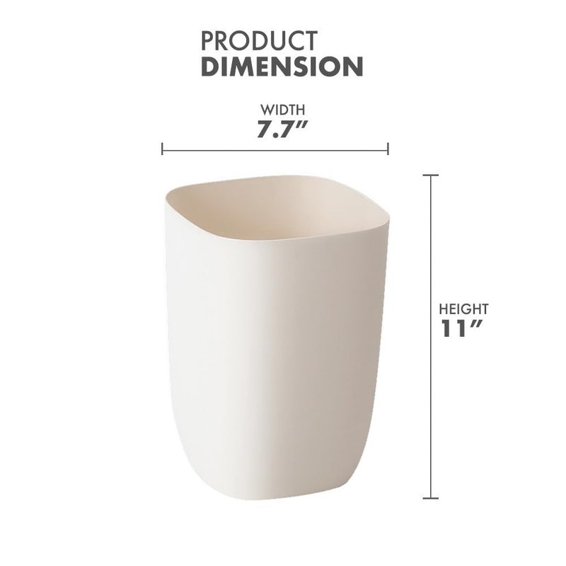 mingol Bathroom Trash Can, Small Garbage Can for Bedroom, Living Room, Kitchen, Slim Cute Plastic Waste Basket for Office, 7L, Ivory White - Image 2