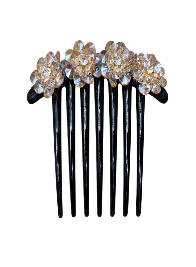 ECLATE ACCESSORIES Multicolour Hair Clips with Cloth Flower, Acrylic Comb Side Pins for Women, 2 Pack (SET 1) - Image 2