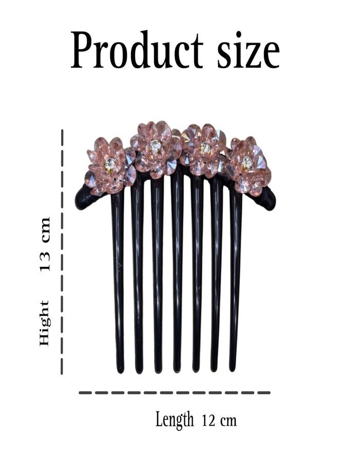 ECLATE ACCESSORIES Multicolour Hair Clips with Cloth Flower, Acrylic Comb Side Pins for Women, 2 Pack (SET 1) - Image 4