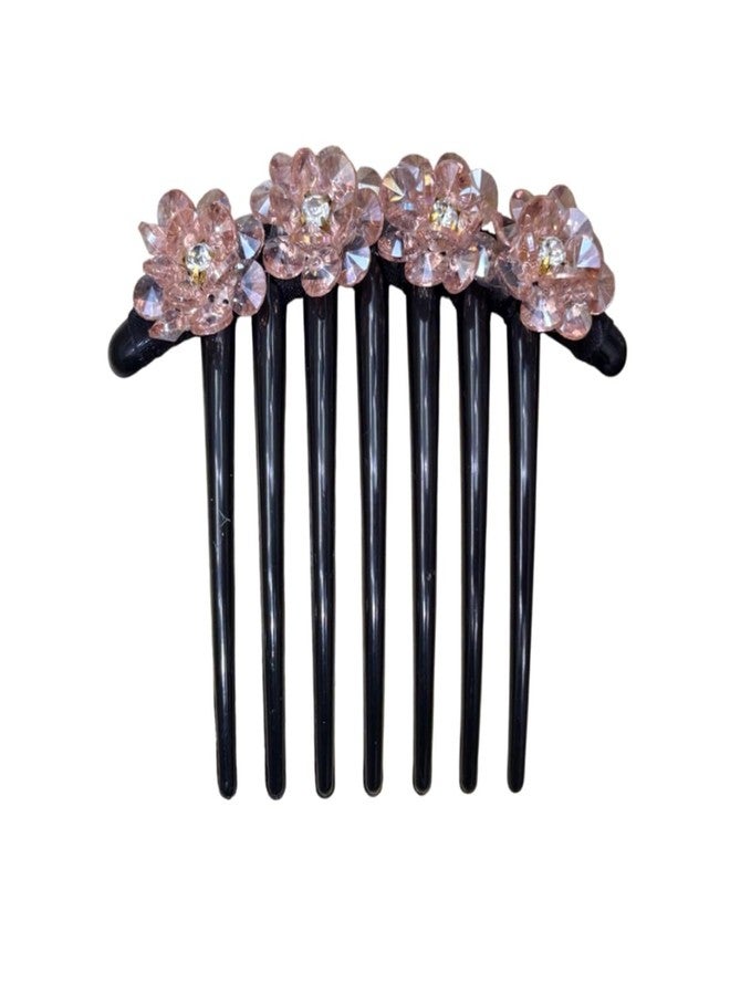 ECLATE ACCESSORIES Multicolour Hair Clips with Cloth Flower, Acrylic Comb Side Pins for Women, 2 Pack (SET 1) - Image 3