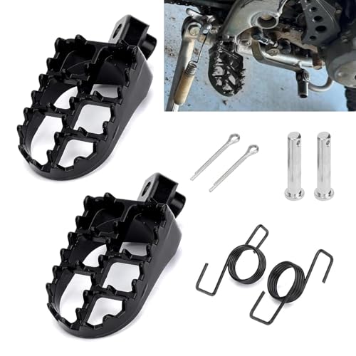 CyperFair 2 PCS Dirt Bike Foot Pegs Antislip Control and Powerful Support Wide Footrest Motorcycle Accessories Replacement Part OEM FP02 Compatible with Yamaha Honda Sunl Black - Image 1