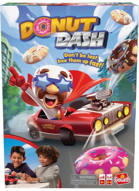 Goliath Donut Dash Game  Race to Pick Up Matching Donuts Racecar Does Real Donuts On Table Or Hard Floor  Ages 4 and Up 24 Players