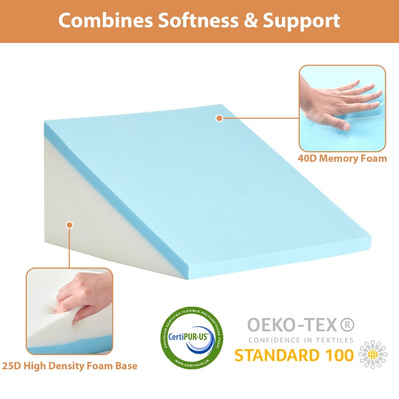 BIEEZZK 3PCS Wedge Pillow for Acid Reflux Relief, Adjustable Wedge Pillow Headboard, Bed Wedges Pillow for Back Pain Relief, Sleeping, Post Surgery, Back Support Pillows for Sitting Up, Snoring, Plush Grey - Image 5