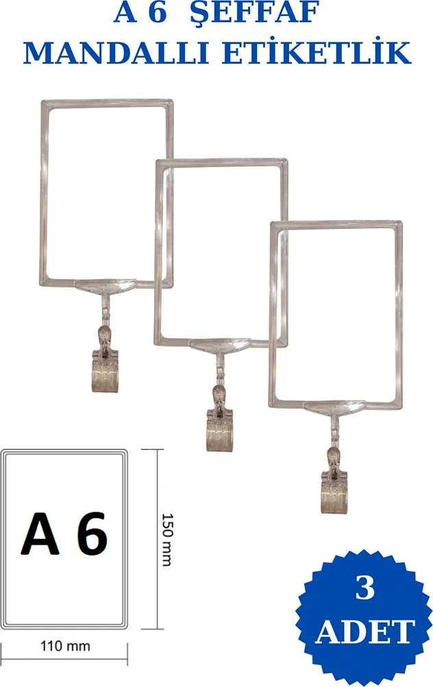 İstanbul Manken Istanbul Model 3 Pieces A6 Latch Shelf Label Basket Label Framed Label Holder Donkey Hanger