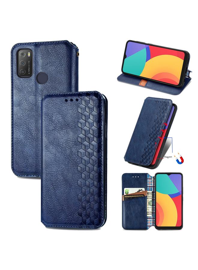 S-TOP Case For Alcatel 1S 2021 Cubic Grid Pressed Horizontal Flip Magnetic PU Leather Case with Holder & Card Slots & Wallet - Image 1