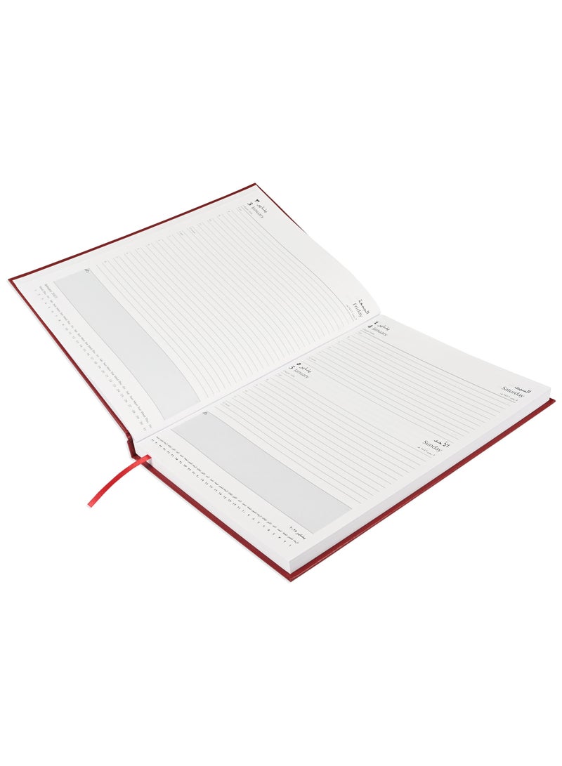 FIS A4 Diary 2025 Arabic/English (Saturday & Sunday Combined) Maroon - FSDI48AE25MR - Image 2