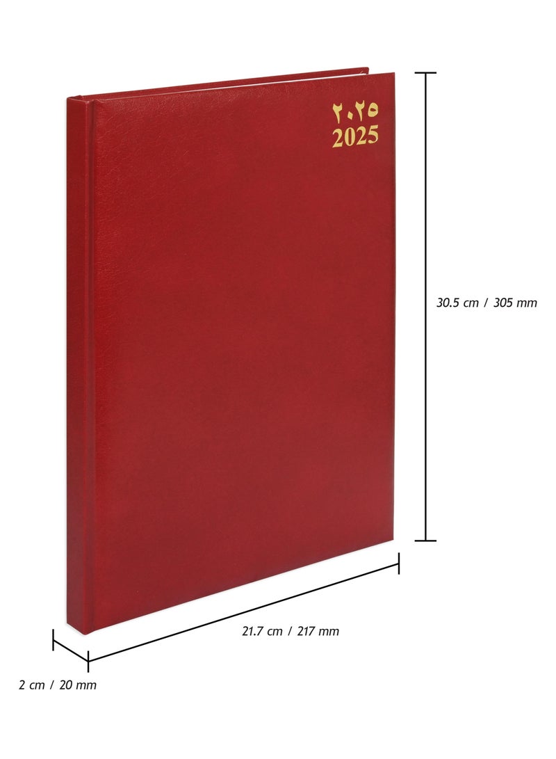 FIS A4 Diary 2025 Arabic/English (Saturday & Sunday Combined) Maroon - FSDI48AE25MR - Image 4