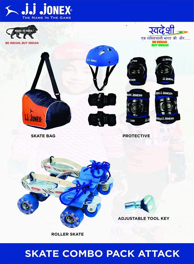 Jonex JJ JONEX Adjustable Roller Skates for Adults and Youth - Outdoor & Indoor Illuminating Skates (MYC) (Attack Combo Age 6-11 Year PVC Helmet Size Medium) - Image 2