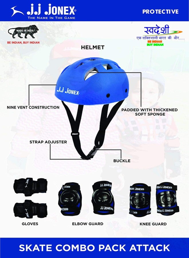 Jonex JJ JONEX Adjustable Roller Skates for Adults and Youth - Outdoor & Indoor Illuminating Skates (MYC) (Attack Combo Age 6-11 Year PVC Helmet Size Medium) - Image 5