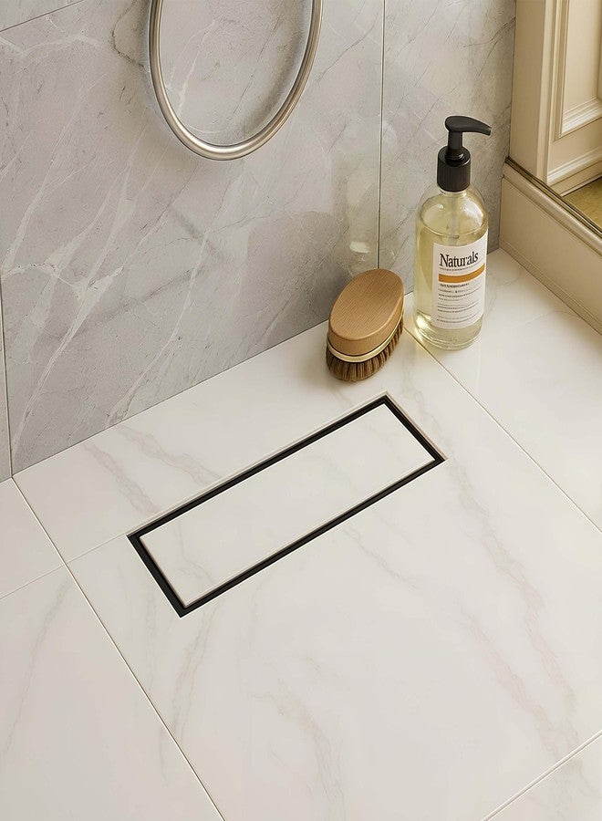 LIPKA 12 x 4 Inches Marble Insert Shower Drain Channel |Waste Water Floor Drain for 21mm Marble| 304 Stainless Steel Invisible Shower Drain Channel For Bathroom Balcony with Cockroach Trap & Side Hole - Image 1