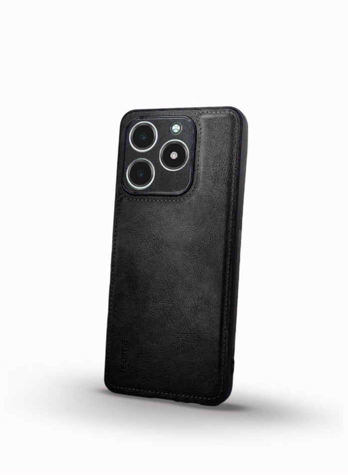 جراب خلفي من الجلد الصلب الفاخر لهاتف Realme C61، جراب خلفي من مادة TPU الصلبة وحماية كاملة متوافقة مع هاتف Realme C61 (6.74 بوصة) (أسود) - Image 1