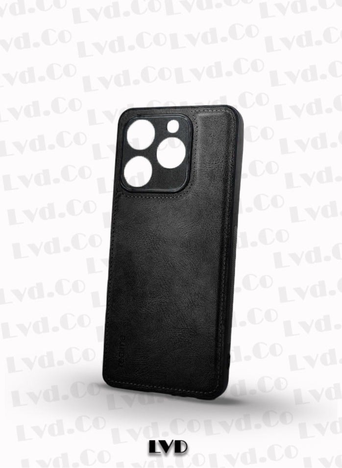 جراب خلفي من الجلد الصلب الفاخر لهاتف Realme C61، جراب خلفي من مادة TPU الصلبة وحماية كاملة متوافقة مع هاتف Realme C61 (6.74 بوصة) (أسود) - Image 3