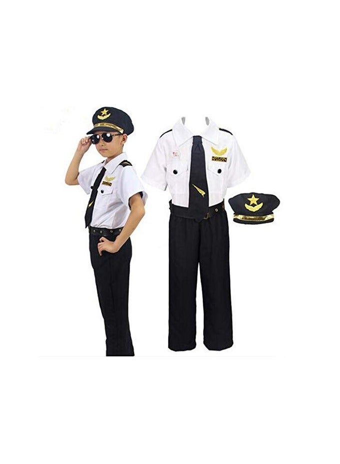 Toy Box Airline Captain Uniform for Kids, Pilot Costume Set with Cap, Complete Pilot Outfit, Occupational-inspired Costumes, Suitable for Performance, Cosplay and Role-playing Activities  - Image 1