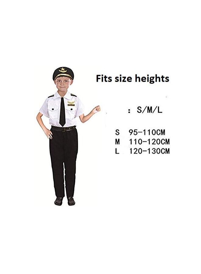 Toy Box Airline Captain Uniform for Kids, Pilot Costume Set with Cap, Complete Pilot Outfit, Occupational-inspired Costumes, Suitable for Performance, Cosplay and Role-playing Activities  - Image 3