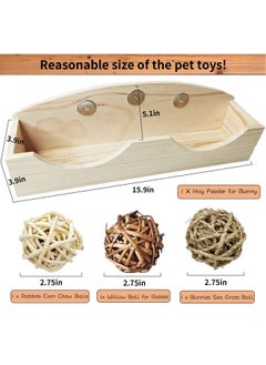 Hamiledyi Rabbit Hay Feeder Rack Bunny Grass Holder Wooden Food Feeding Manger with 3 Kinds of Grass Balls Less Wasted Hanging Hay Dispenser for Guinea Pigs Gerbil Chinchillas Squirrels Ferret - pzsku/ZED3BCAC7216EF2FA3DA1Z/45/_/1737031648/a22409a7-2e5e-4338-9859-ac5683fb4f4f