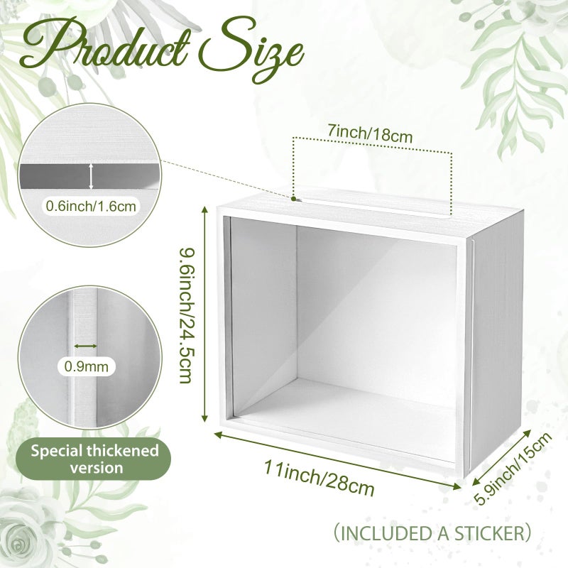OurWarm White Wooden Wedding Card Box for Party, All-in-one Wood Gift Card Box for Wedding Decorations, Gift Birthday Money Box for Wedding Gifts Rustic Wedding Decor Baby Shower Decorations - Image 3