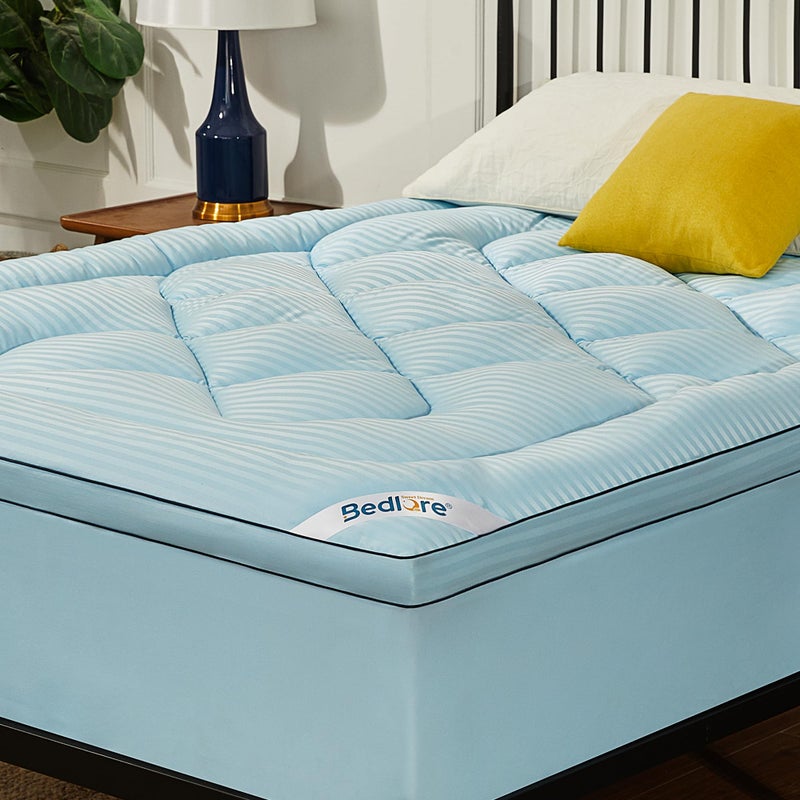 BEDLORE Full Mattress Topper, Thick Pillow Top Pad for Back Pain Relief, Soft Mattress Cover with Deep Pockets 6-15 inch - Image 1
