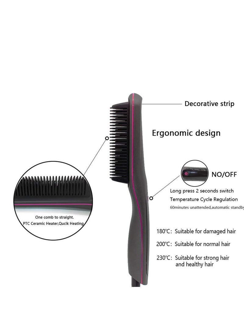 SYOSI Hair Straightening Brush, Electric Hot Comb with 3 Temp Settings, PTC Ceramic Hair Straighteners for Women Hair Styling Tool, UK PlugC - Image 4