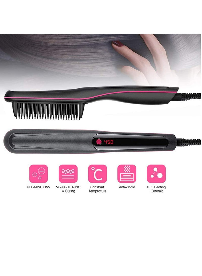 SYOSI Hair Straightening Brush, Electric Hot Comb with 3 Temp Settings, PTC Ceramic Hair Straighteners for Women Hair Styling Tool, UK PlugC - Image 2