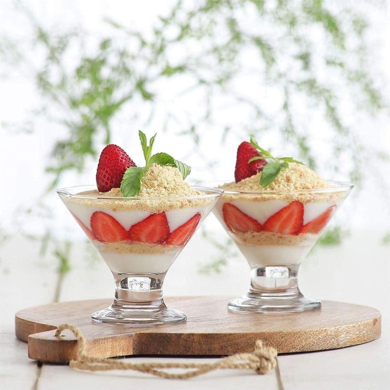 SLINCE SLINCE Ice Cream Bowl Set of 6 Pedestal 190 ml Lotus Dessert Bowl Mock Tails Cocktails Snack and Fruit Salad and More Perfect for Serving and Enjoying Treats 6 Pcs 250 Ml  - Image 1