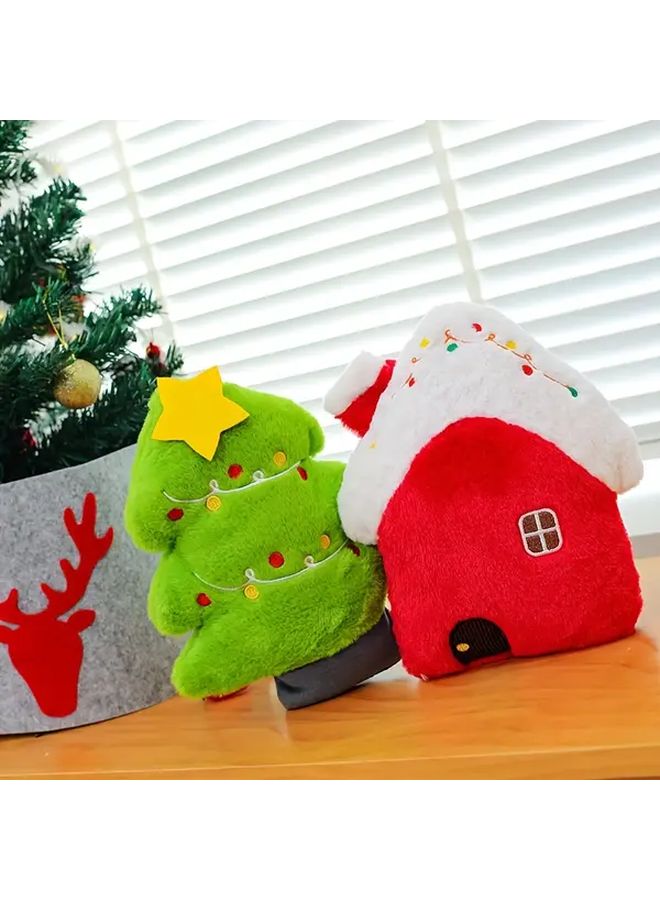 Christmas Plush Toys Set With Santa Claus Snowman Deer Elk Soft Stuffed Animals Red Green Blue White Cuddly Holiday Decorations Gifts Hat Snowman - Image 3