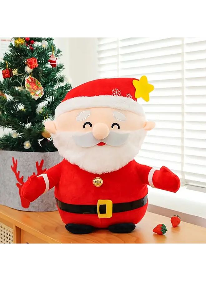Christmas Plush Toys Set With Santa Claus Snowman Deer Elk Soft Stuffed Animals Red Green Blue White Cuddly Holiday Decorations Gifts Hat Snowman - Image 1