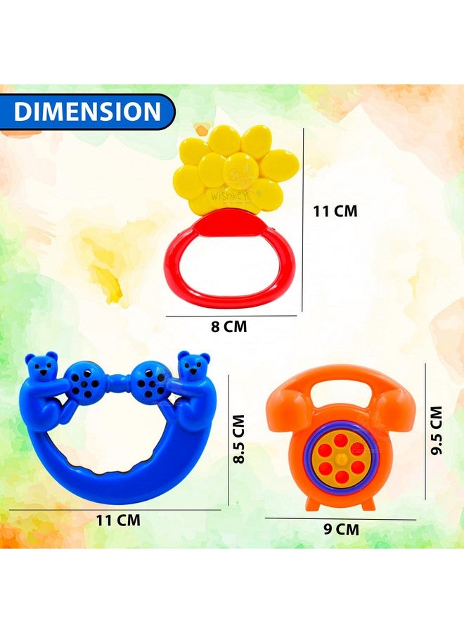 ويش كي ألعاب خشخيشة بلاستيكية من WISHKEY للأطفال الرضع، ألعاب غير سامة وخالية من مادة BPA للأطفال، ألعاب للأطفال في سن مبكرة، ألعاب ملونة، هدية مثالية للأطفال حديثي الولادة، متعددة الألوان (عبوة من 3 قطع) - Image 2