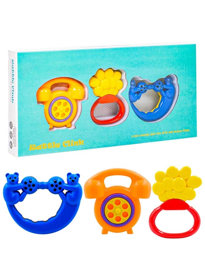 ويش كي ألعاب خشخيشة بلاستيكية من WISHKEY للأطفال الرضع، ألعاب غير سامة وخالية من مادة BPA للأطفال، ألعاب للأطفال في سن مبكرة، ألعاب ملونة، هدية مثالية للأطفال حديثي الولادة، متعددة الألوان (عبوة من 3 قطع) - Image 1