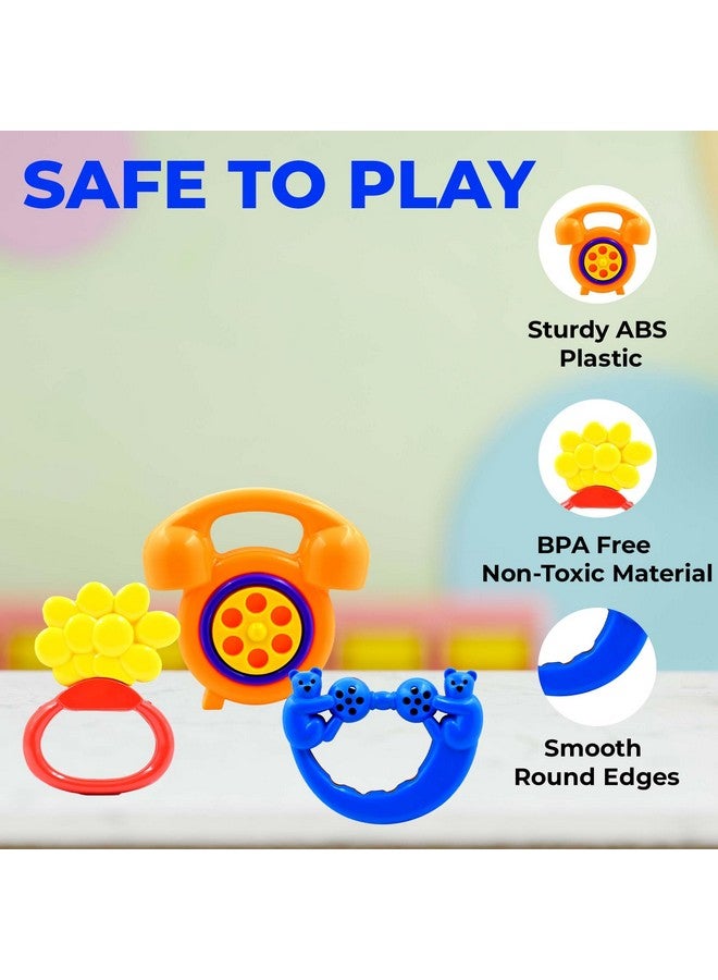 ويش كي ألعاب خشخيشة بلاستيكية من WISHKEY للأطفال الرضع، ألعاب غير سامة وخالية من مادة BPA للأطفال، ألعاب للأطفال في سن مبكرة، ألعاب ملونة، هدية مثالية للأطفال حديثي الولادة، متعددة الألوان (عبوة من 3 قطع) - Image 5