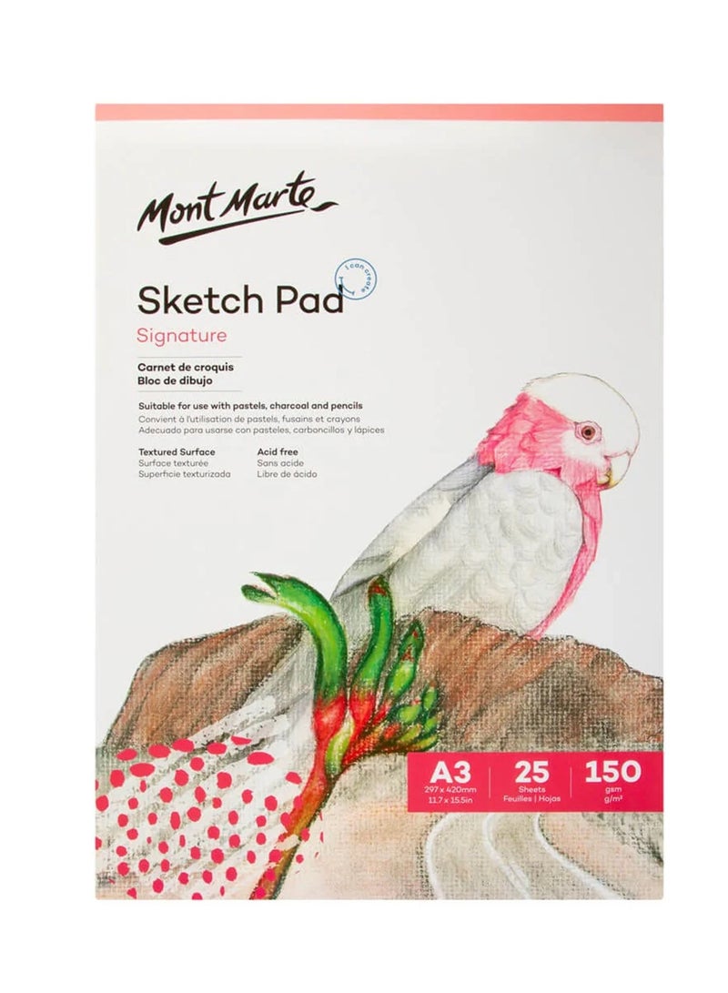 Mont Marte A3 Size Signature Art Sketch Pad 25 Sheets With 150gsm Thickness - Image 1