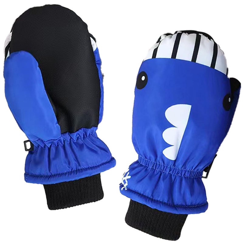 IZUS Winter-Warm-Mittens for Toddler-Girl-Boy Cute Snowboard-Ski-Gloves Water-Repellent Shark-Pattern-Gloves Kids 4-8T - Image 1