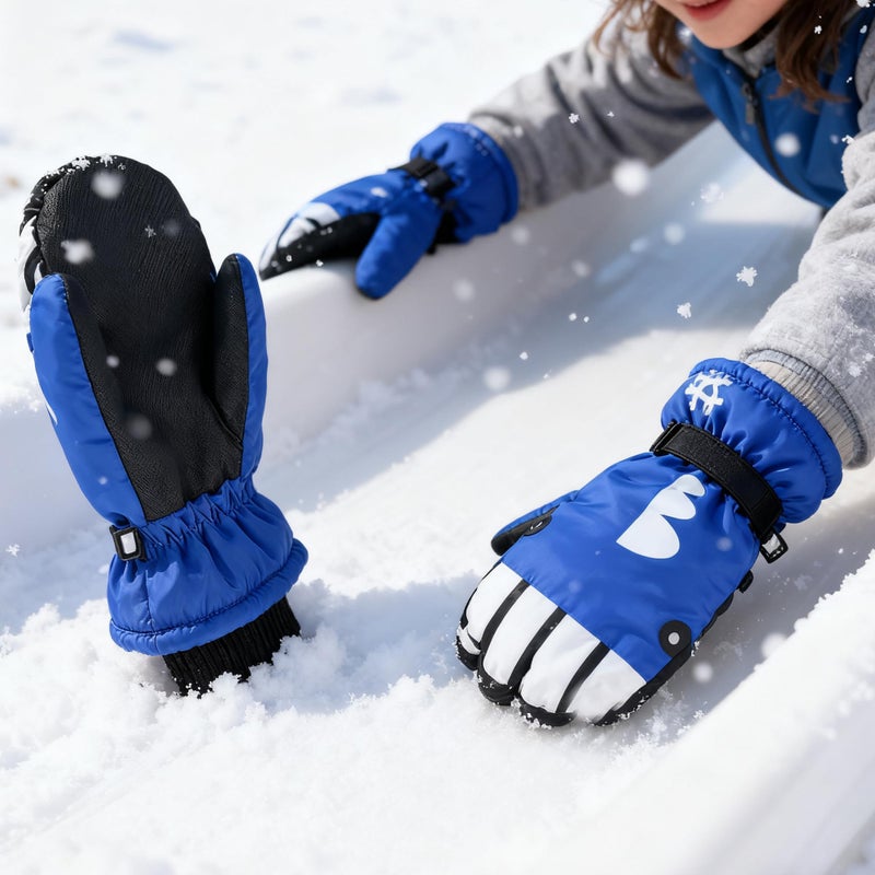 IZUS Winter-Warm-Mittens for Toddler-Girl-Boy Cute Snowboard-Ski-Gloves Water-Repellent Shark-Pattern-Gloves Kids 4-8T - Image 4