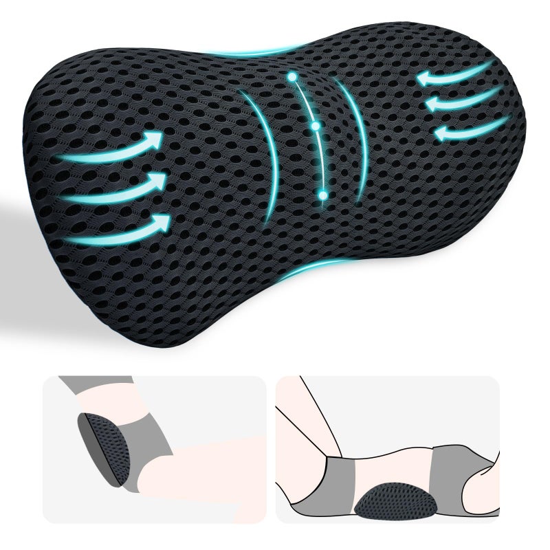 kasney Lumbar Support Pillow, Back Pillow for Low Back Pain Relief, Ergonomic Streamline Car Seat, Office Chair, Recliner and Bed (Black) - Image 1