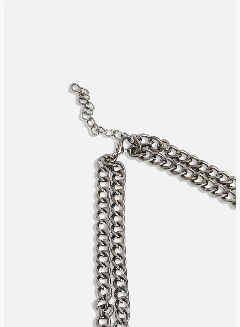 SOHI Silver Plated Designer Beaded Party Wear Necklace For Women