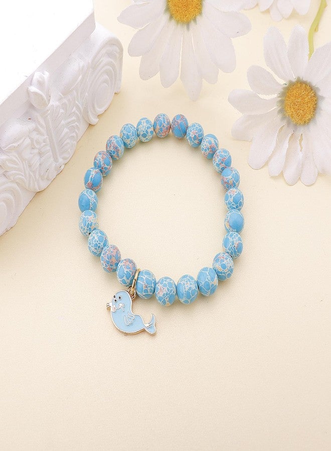 PARTNER Funny Harbor Seal 𝐁𝐫𝐚𝐜𝐞𝐥𝐞𝐭𝐬 𝐟𝐨𝐫 𝐖𝐨𝐦𝐞𝐧 Seal Gifts Sea Lion Gifts Ocean Animal Themed Gifts for Women Natural Stone Beaded Jewelry for Seal Lovers, 7 - Image 2