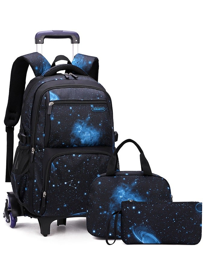 فانغفانجوت حقيبة مدرسية بعجلات للأولاد، حقيبة ظهر بعجلات للأطفال، طقم حقيبة مدرسية بعجلات وحقيبة غداء 3 في 1 للسفر من المرحلة الابتدائية إلى الإعدادية - Image 1