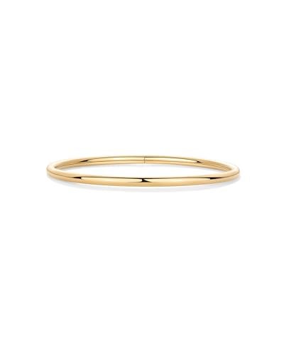 PAVOI 14K Yellow Gold Plated Bangle Bracelet for Women | Classic Lightweight Stacking Stainless Steel Bracelet | 2-Pack Bangles Small/Medium Size - Image 3