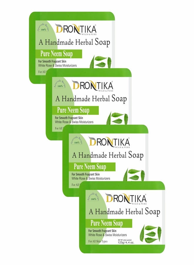 Drontika Natural Pure Neem Soap, 125g|Herbal Bathing Soap for Acne | Natural Soap with Essential Oils | Anti-Bacterial Soap | Suitable for All Skin Types | Pack of 4 - Image 1