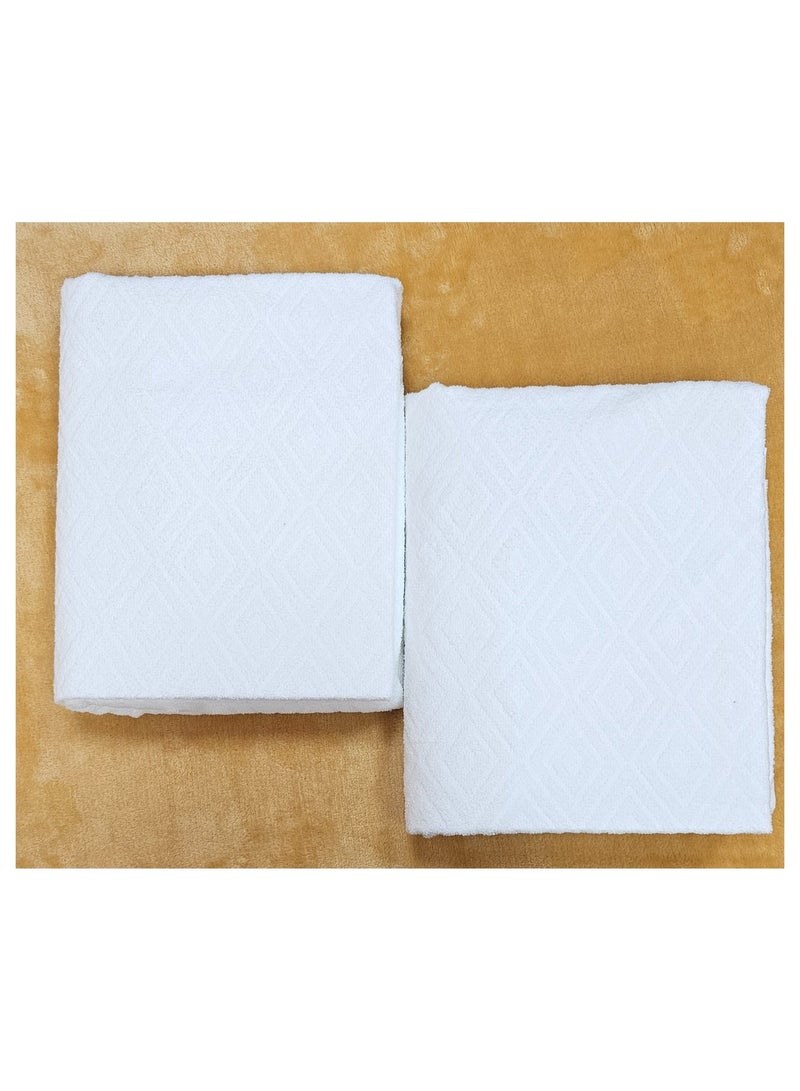 فابينني طقم مناشف إحرام فاخر غير مخيط للرجال، أبيض نقي، كبير الحجم (210 × 110 سم)، خفيف الوزن، مناسب للعمرة، مع حقيبة. - Image 2